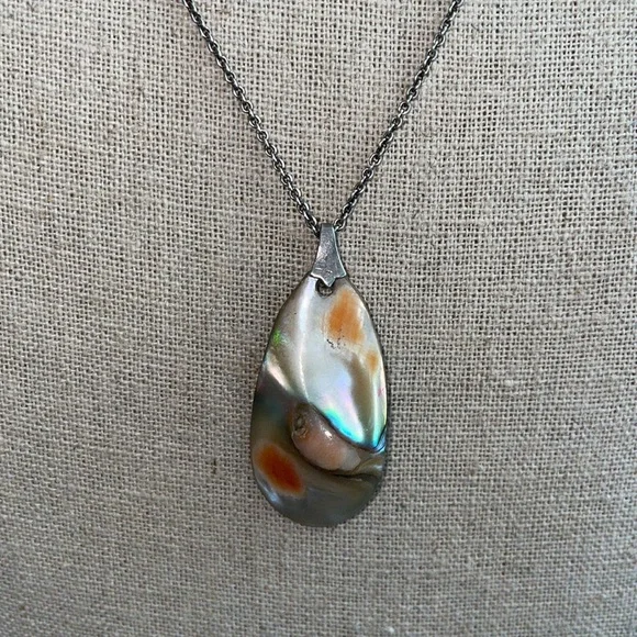 Vintage seashell pearl silver necklace. 22”. - Picture 1 of 4